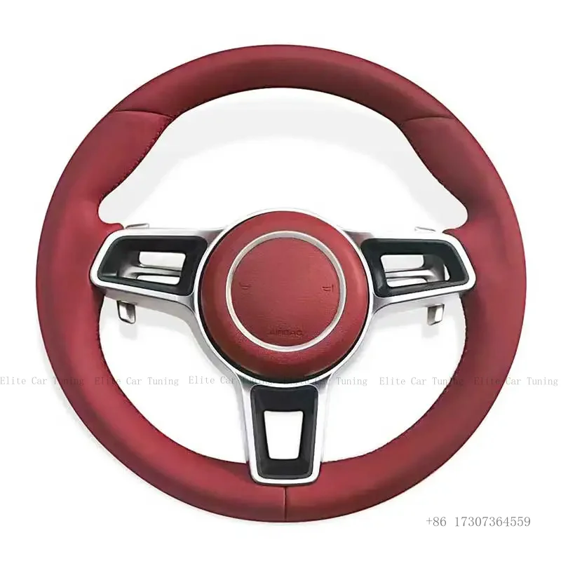 Genuine Leather Steering Wheel For Porsches 911 996 Cayenne 958 718 Boxster 918 987 991 992 Cayman Macans Panamera Taycan GT3 RS
