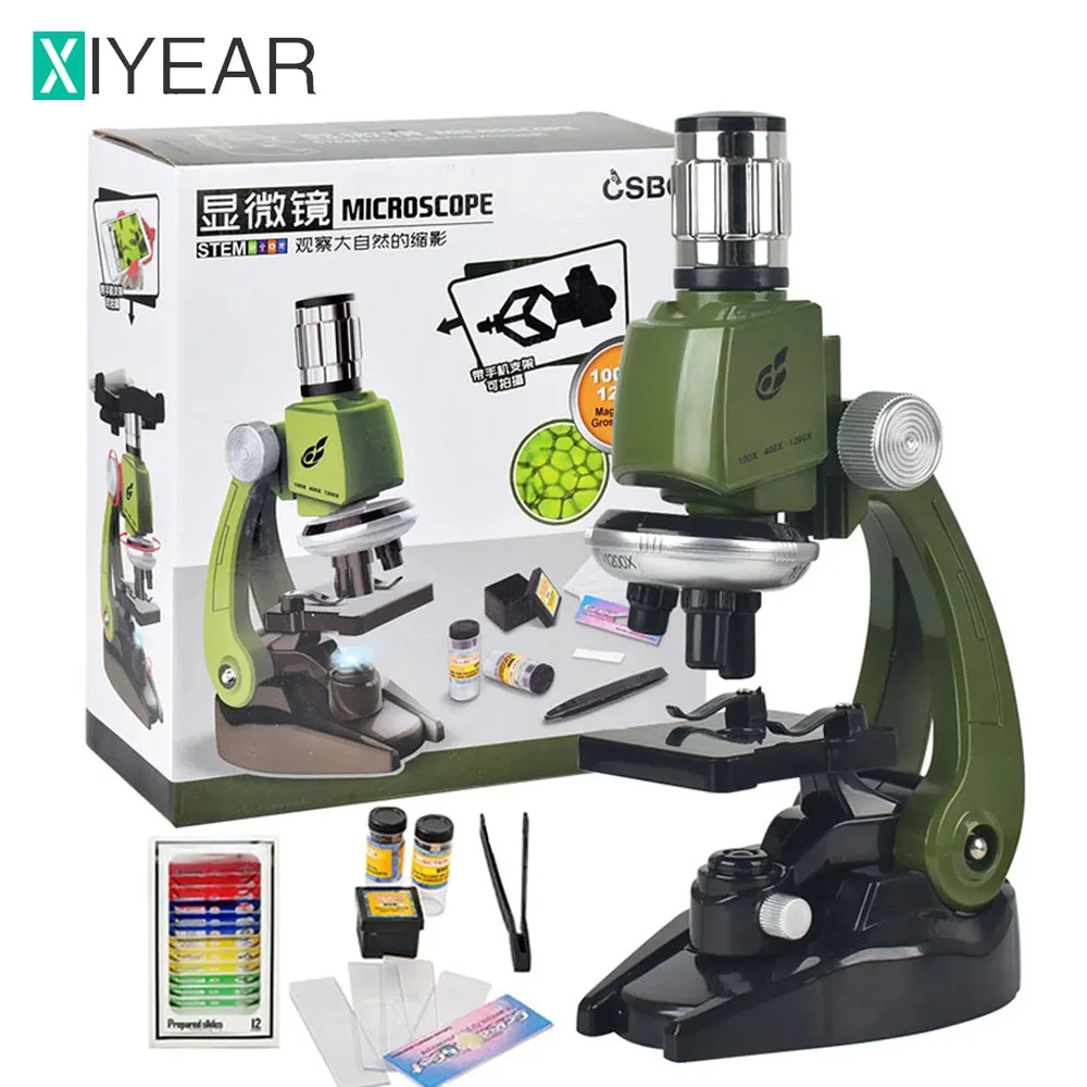 Kit microscopio Lab LED muslimabiological Microscope Home School Science giocattolo educativo regalo per bambini bambino