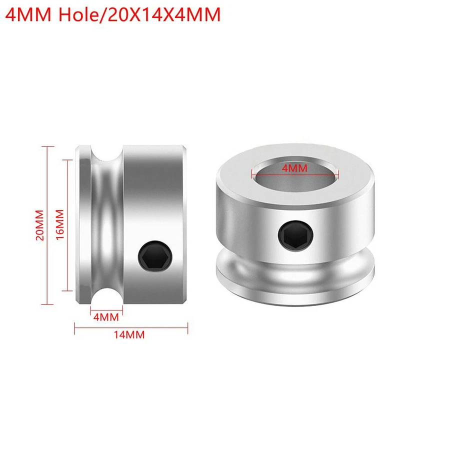 1 Piece 20mm 30mm 40mm 50mm  Aluminum Alloy O Belt Pulley Single Groove Replacement Round Belt Wheel Accessories 4MM Groove