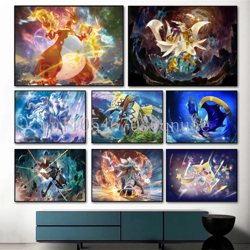 

Canvas Pokemon Wall Art Modern Home Friends Gifts Hanging Classic Cartoon Character Picture Modular Prints Comics Birthday Gifts