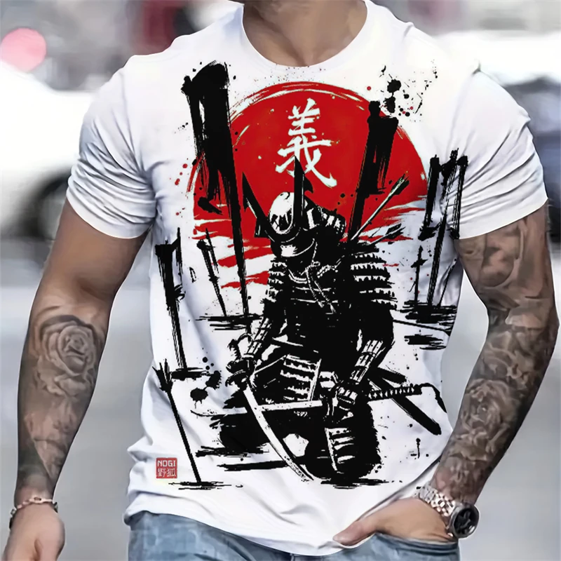 

Japanese Samurai Graphic T Shirts For Men Fashion Trend Streetwear Hip Hop 3D Printed T-shirts Cool Oversized Breathable Tees