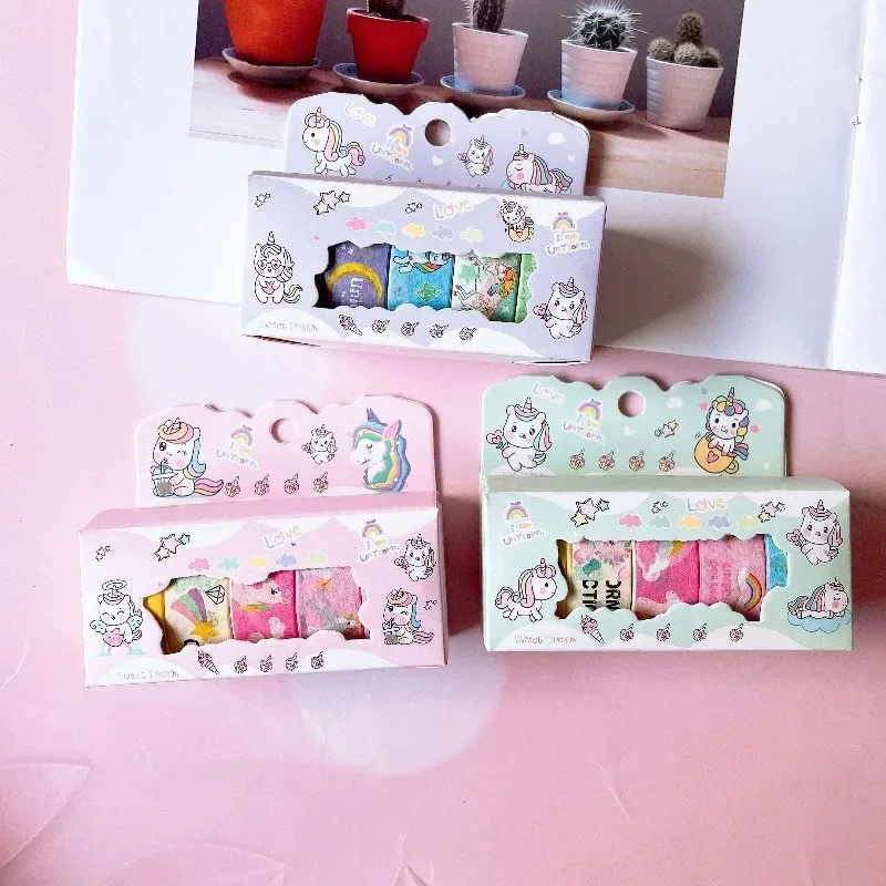 5Pcs/Box Lovely Cartoon Style Long Independent Tape Hand Account DIY Decoration Materials kids stationery gift