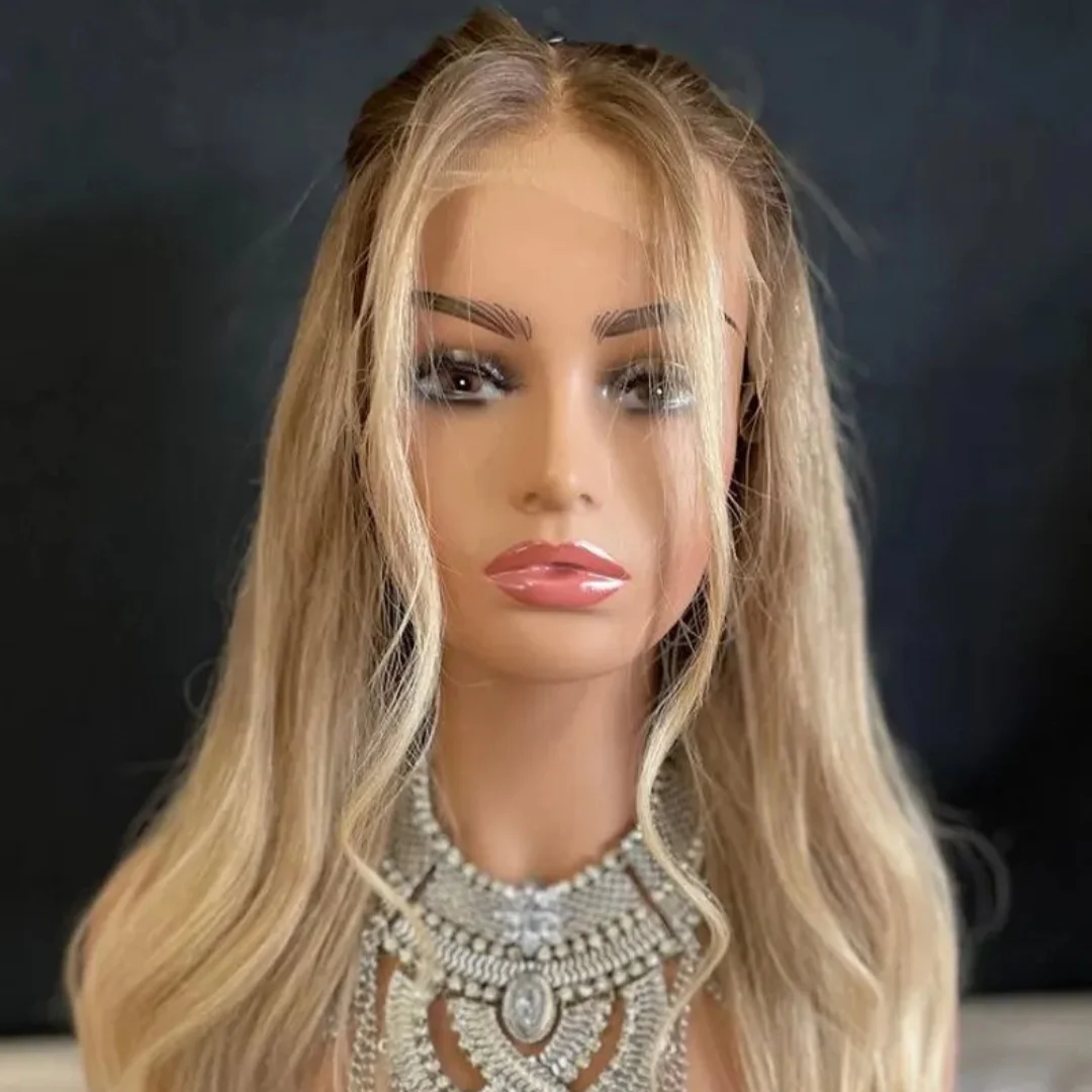 

Women's Wig Luxury Body Wave HD Transparent Lace Wigs Original Factory Ash Highlight Light Blonde Cheap Wigs With Dark Roots