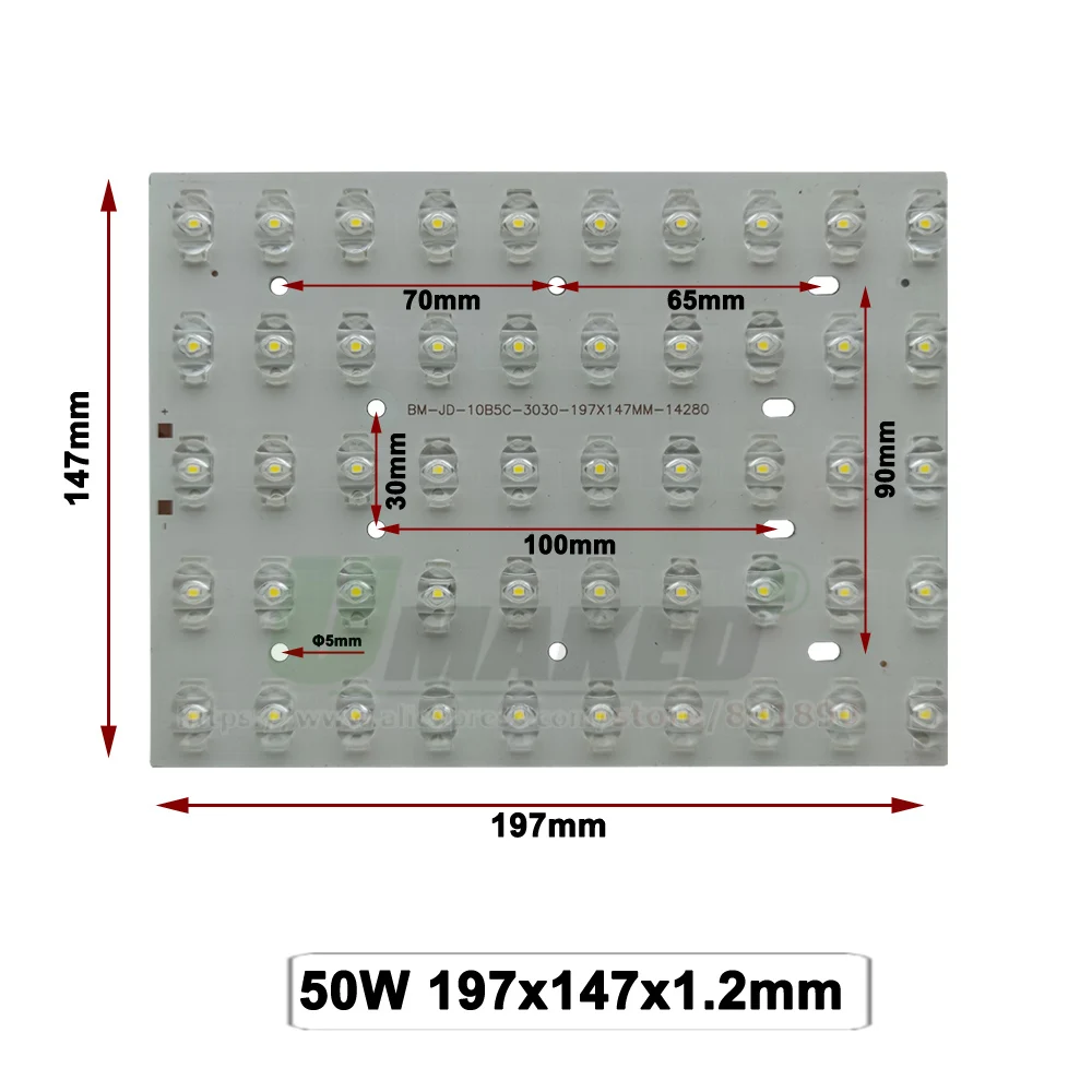 Imagem -05 - Placa de Alumínio das Luzes de Rua do Pwb do Diodo Emissor de Luz Substitui as Microplaquetas 140150lm w 50w 197x147 mm Brilhantes Altas de Sanan an Smd 3030 para Lâmpadas Exteriores Diy a