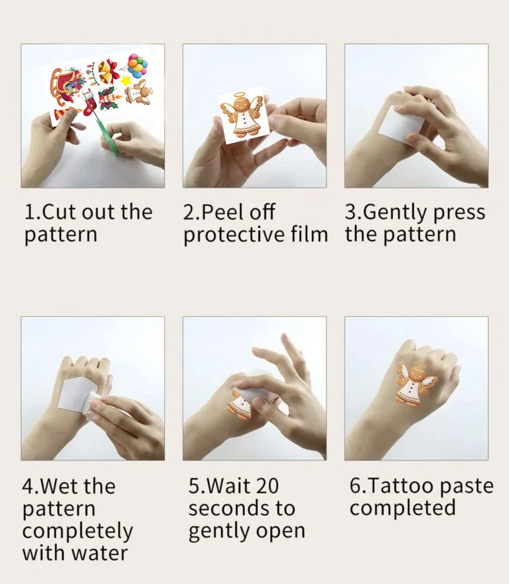 10 قطعة/الحزمة ملصقات وشم كرتونية لعيد الميلاد للأطفال في عيد الميلاد ملصقات وشم مؤقت لعبة مضحكة مقاومة للماء ألعاب هدايا أنيمي #6