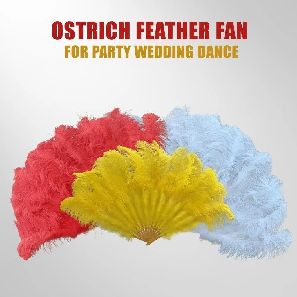 Red White Ostrich Feather Fan 100cm 130cm Large Burlesque Dance Stage Show Performance Props Carnival Party Wedding Decor Fans