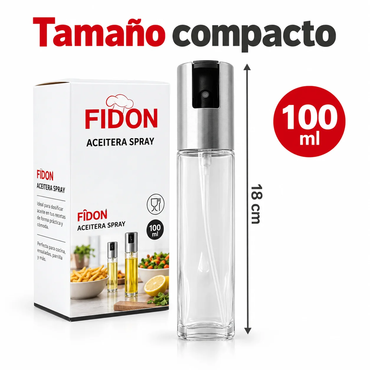 Pulverizador de aceite de vidrio de 100ml, botella pulverizadora de aceite de pulverización fina para el hogar, botella de condimento para cocina, botella pulverizadora de aceite para barbacoa, pulverizador de aceite de oliva para cocinar, para ensaladas, barbacoa, cocina y repostería.