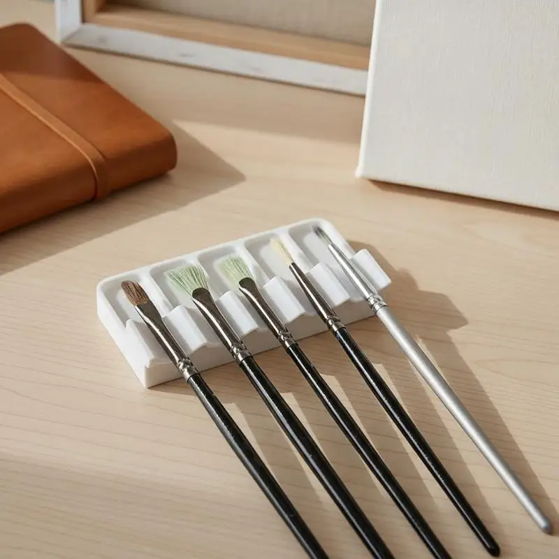 Painting Brush Rest Holder Anti-Scratch 3D Printed Plastic Portable 1Pcs for Watercolor Acrylic Painters Studio