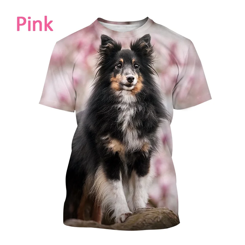 New Cute Sheltie Dog 3D Printed Short Sleeve T Shirt Men and Women Casual T Shirt Border Collie Harajuku Style Streetwear Top