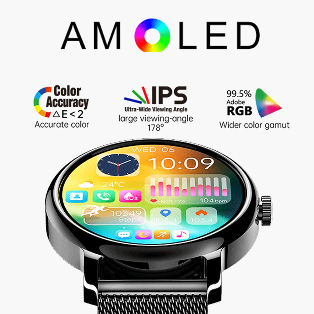 LEMFO New Smart Watch 2024 Amoled HD Screen Bluetooth Call IP68 Waterproof Smart Watches For Men Heart rate 1.43 inch 466*466