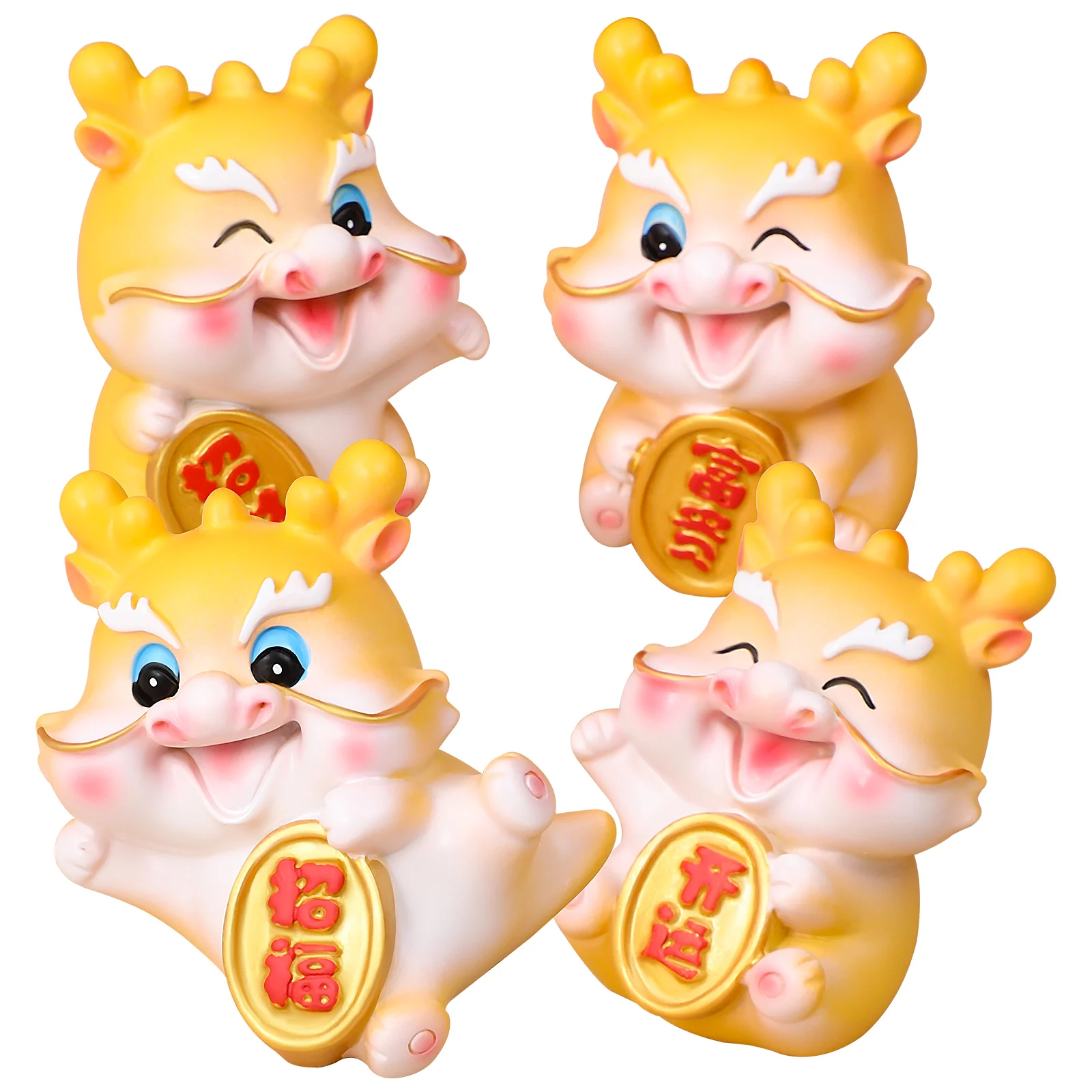 

4 Pcs Figurines Resin Desktop Decor Exquisite Animal Statue Home Office Shelf nament