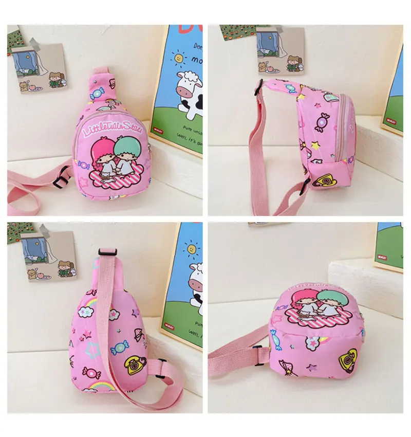 Sanrio Hello Kitty Chest Bag Cinnamoroll Kuromi Children Cute Coin Purse Shoulder Bag Boy Girl Cross Body Fashion Messenger Bag