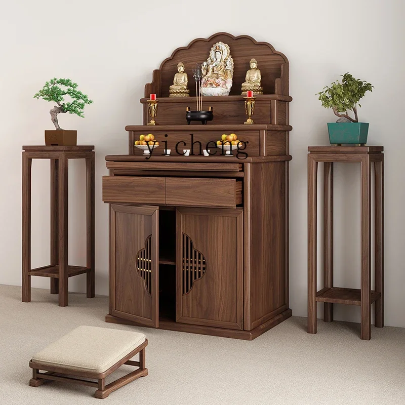 simple table incense  household solid wood altar cabinet three-layer Buddha table ladder table