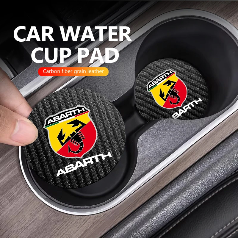 2 Pieces Car Drink Holder Coaster Anti Slip Pad Suitable for Abarth 500X 500 Punto Tipo Ducato Interior Protection Accessory