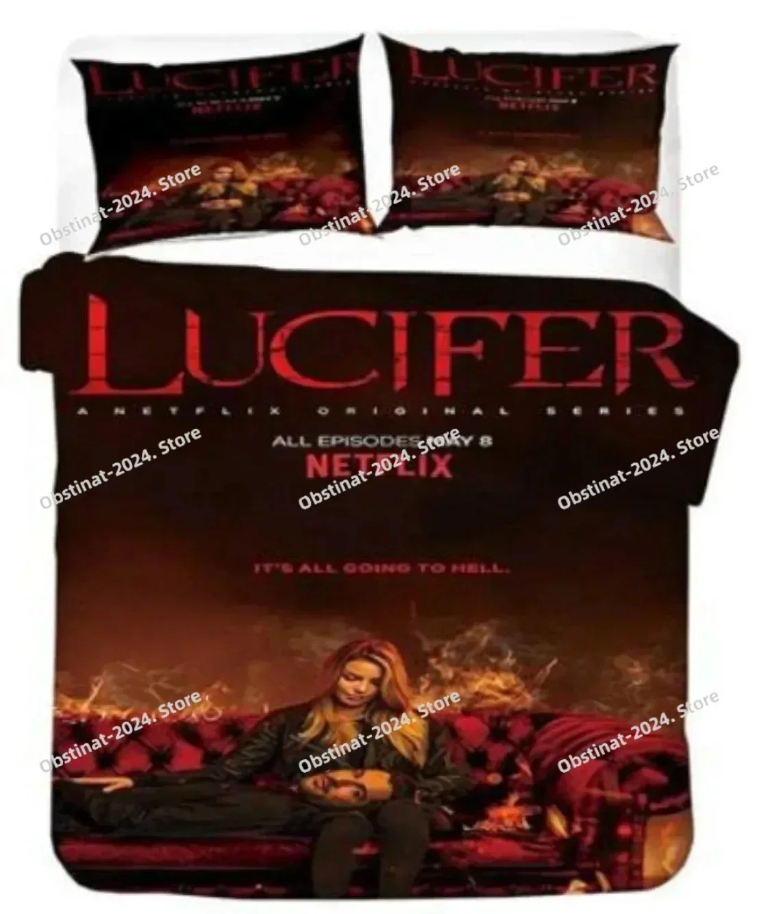 Top Angel Wings Lucifer Bedding Set Lucifer Morningstar Satanic Duvet Cover Set Aesthetic Wing Feathe Soft Comforter Cover Set