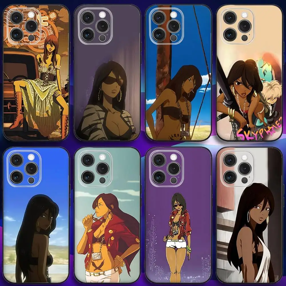 

M-Michiko Anime Hatchin Phone Case For iPhone 17,16,15,14,13,12,11,Pro,Max,Plus,X,XS,SE4,E,Mini,Soft Black Case