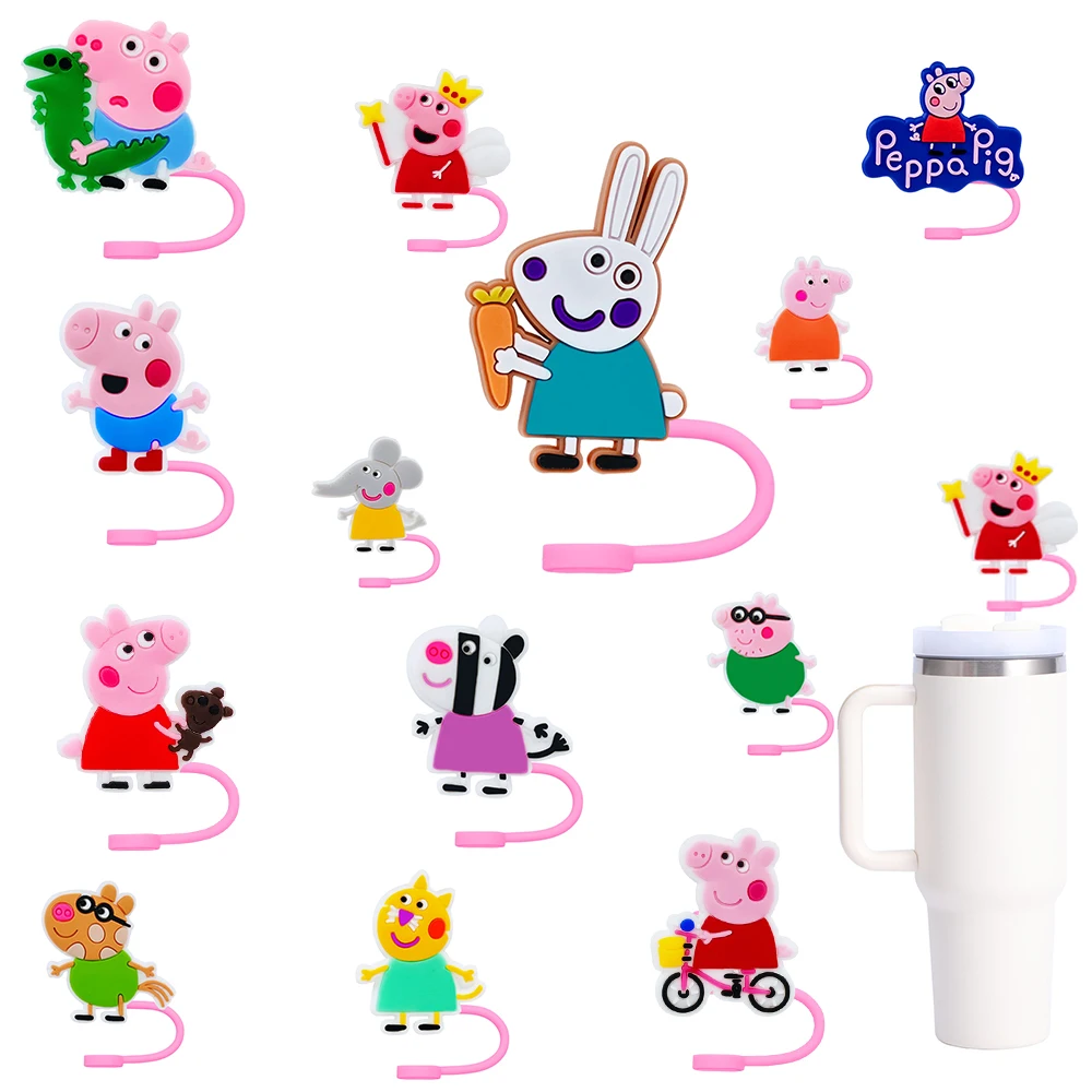 10mm Cute pig Reusable Silicone Straw Cap, Airtight Dustproof Eco-friendly，Leak Proof Straw cap Party Stylish  pendant