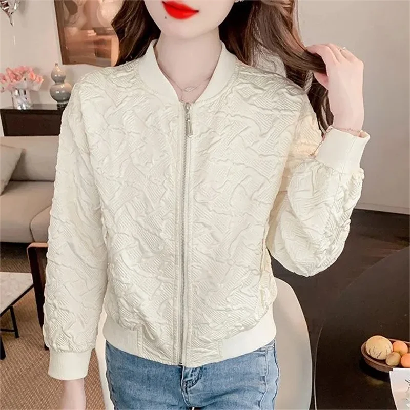 

Women's Casual Short Jacket 2025 Korean version Fashion Spring and autumn Baseball Jackets Female Versatile Zipper Outwear Top