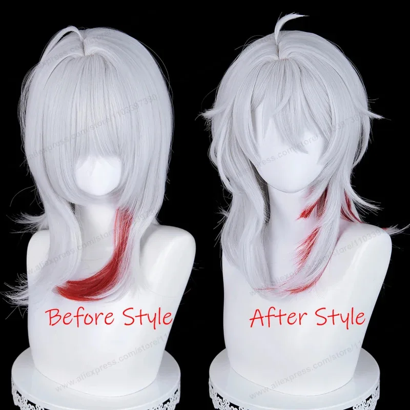 Zani تأثيري شعر مستعار اصطناعي 48 سنتيمتر الفضة مع النبيذ الأحمر يسلط الضوء على شعر مستعار أنيمي المرأة مقاومة ل W;3'f,6;t.8' #3