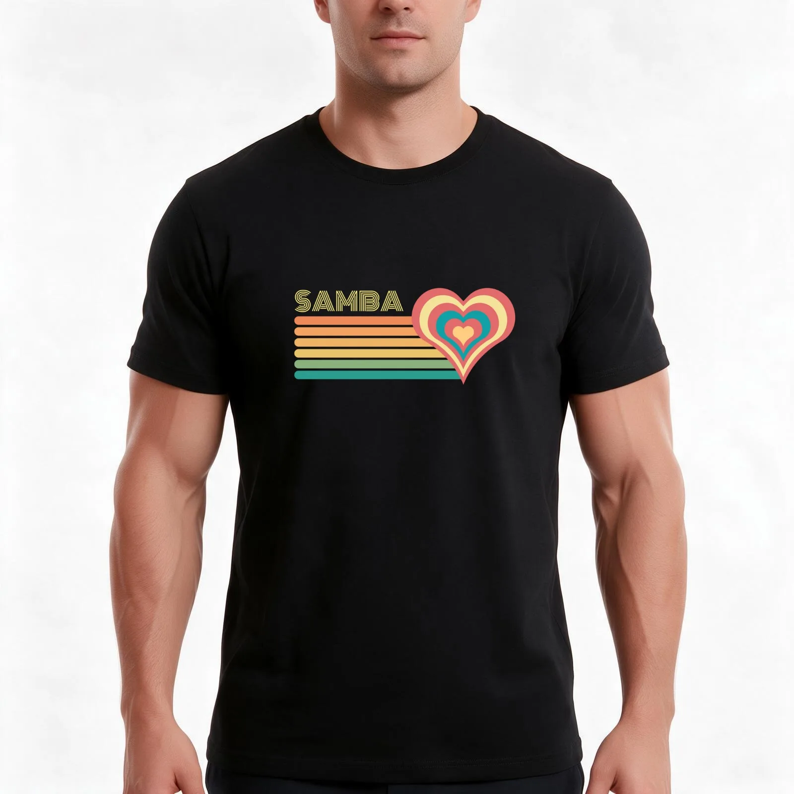 Samba Love T-Shirt, Summer Casual Cotton Tee, Oversized Streetwear Tops, Vintage Graphic Print, Loose Fit Short Sleeve