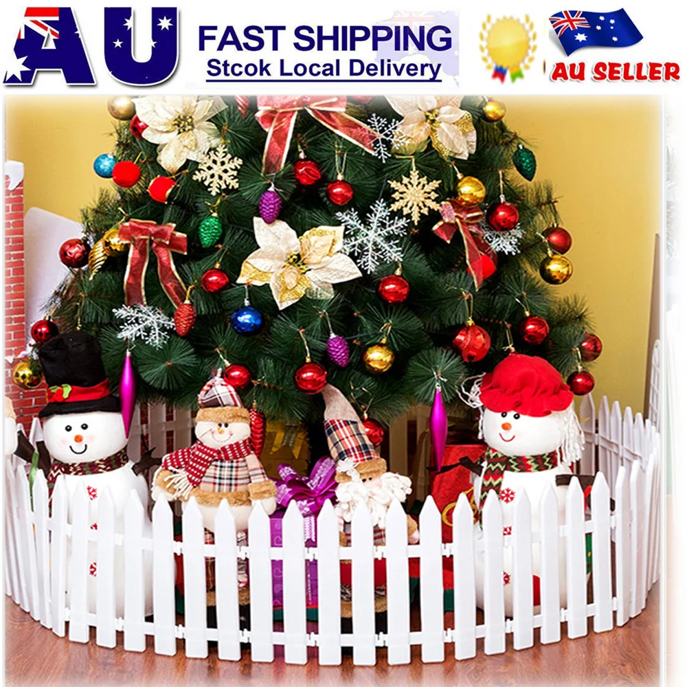

25 Pieces Flexible Plastic Picket Fence White Decorative Fence for Garden Hotel Guesthouse Christmas Tree Holiday Display
