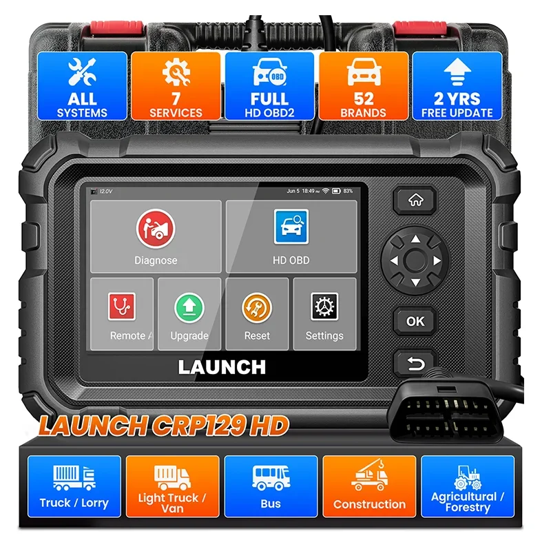 

CRP129 HD Full System Truck Diagnostic Tool OBD2 Scanner 24V Commercial Vehicles Code Reader