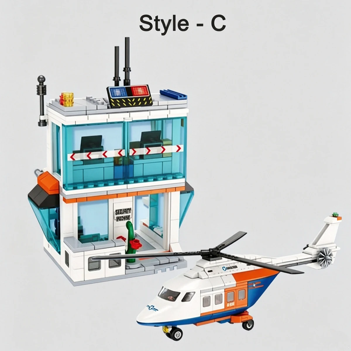 Designer Home Decor City Airport Aviation Cargo Plane Model Helicopter Airbus Airplane Control Tower Building Blocks Toy Gift view 5