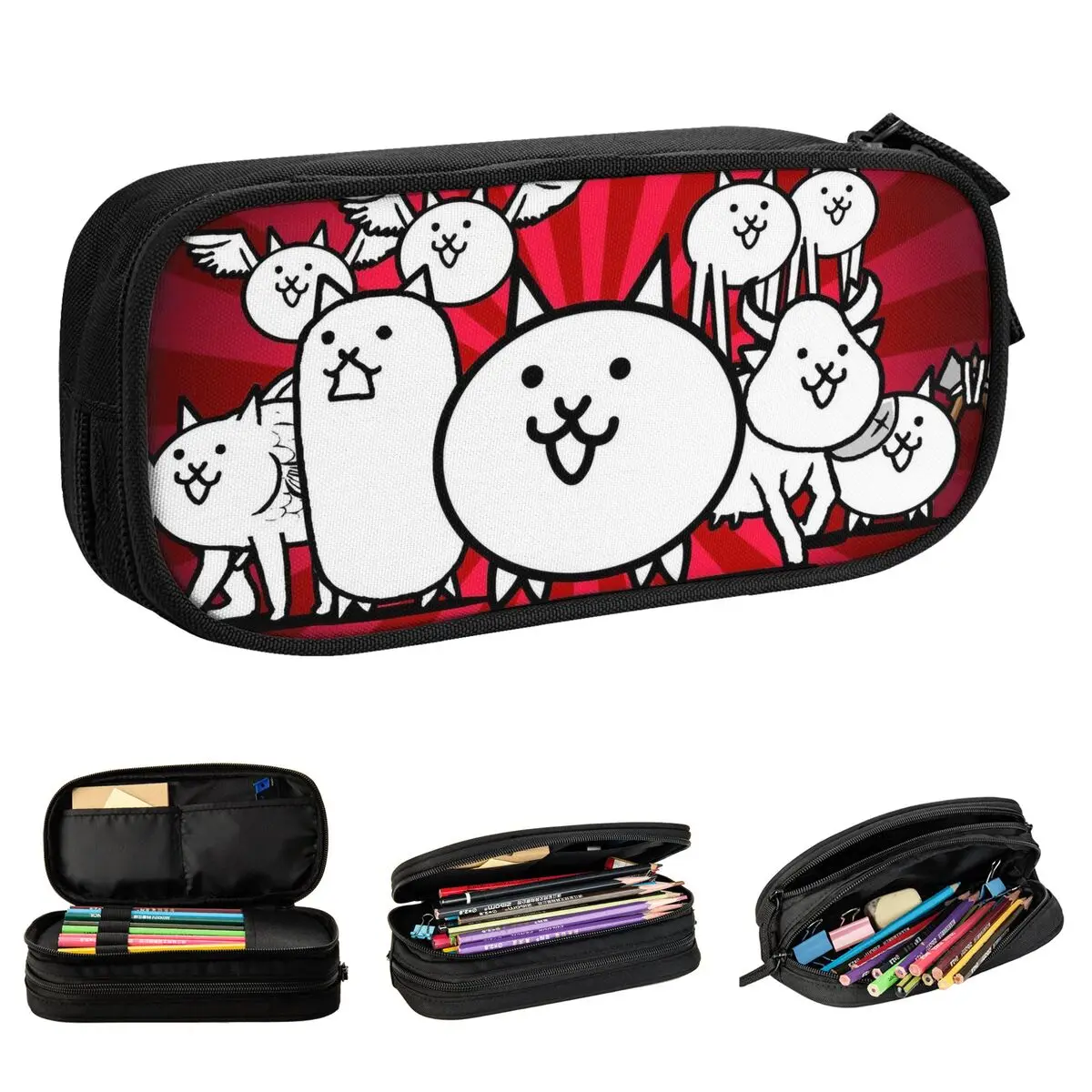 مقلمة لعبة كرتونية مقلمة The Battle Cats مقلمة تخزين كبيرة حقائب أقلام رصاص ملحقات هدايا مدرسية للطلاب #1