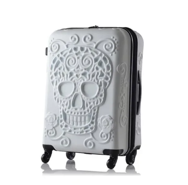 Carrylove Inch Large Expandable Skull Suitcase 3 Pieces Trolley Case Rolling Luggage Bag Set