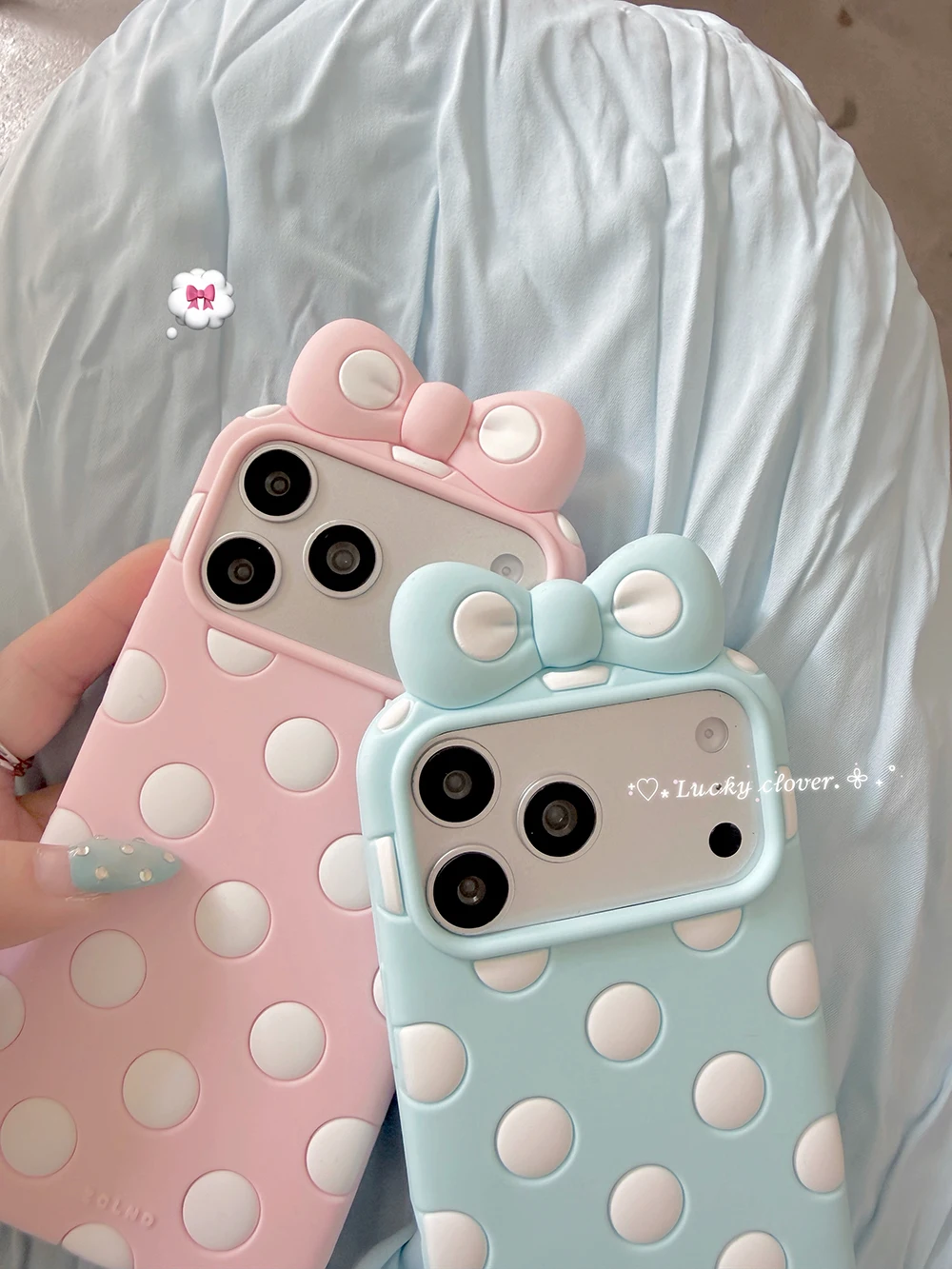 Kawaii 3D Cartoon Polka Dot Schleifenknoten Weiche Silikon Handyhülle für iPhone 12 13 14 15 16 17 Pro Max Lustige Schleife Stoßfeste Hülle – Detail 8