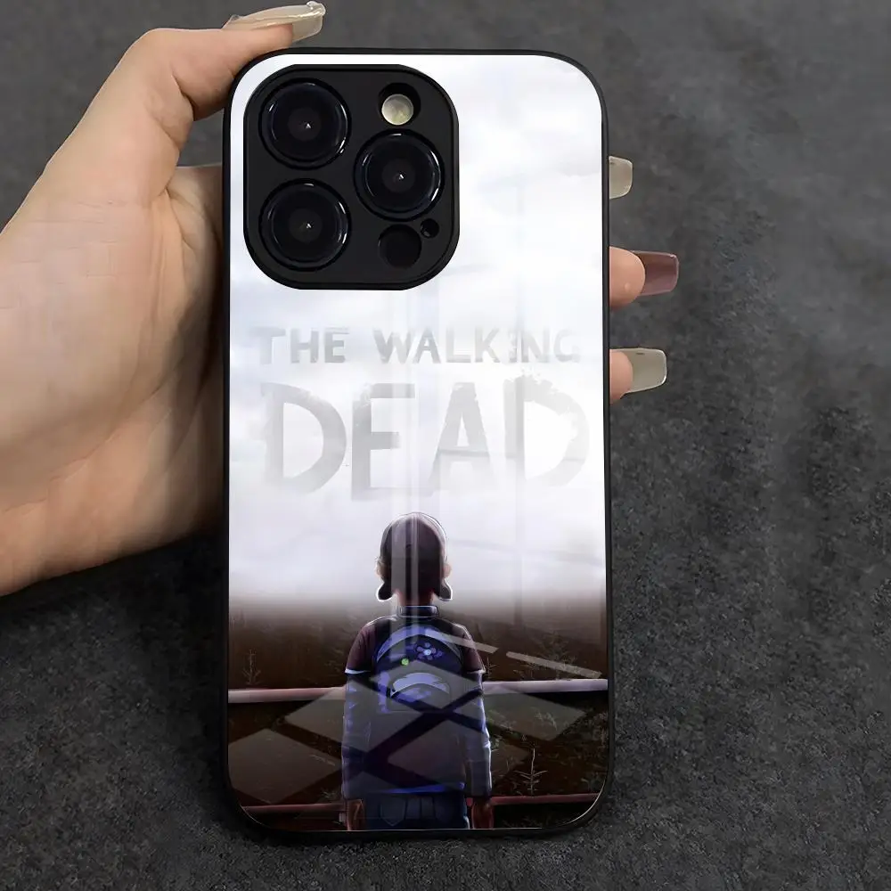 حافظة لهاتف آيفون 17 Air 16 E Pro Max 15 14 13 Mini 12 Pro 11 Max Plus غطاء زجاجي أسود من Game The Walking Dead #6