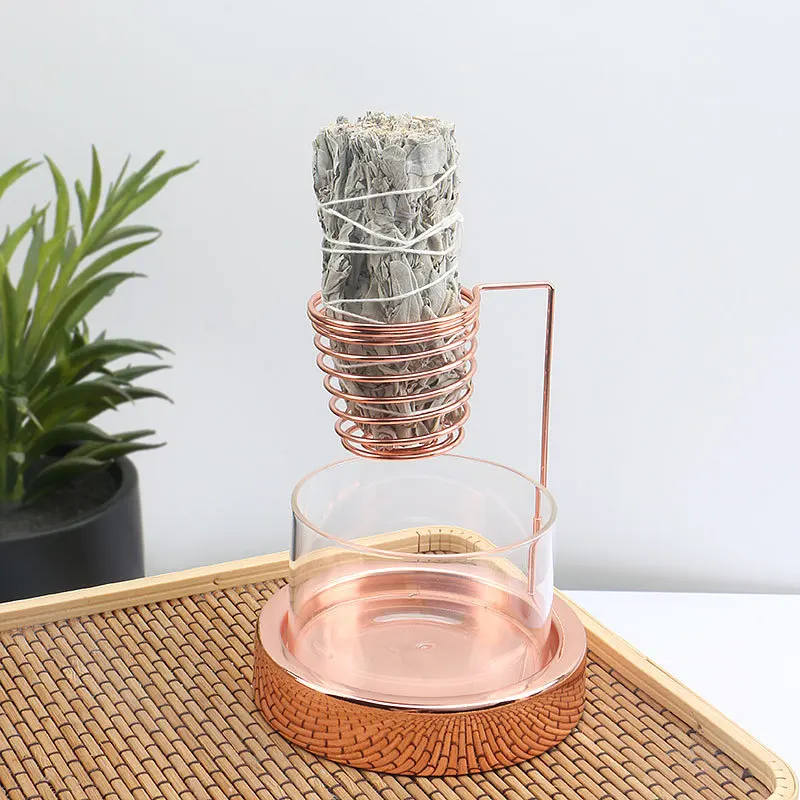 Quemador de incienso Pau Santo Salvia, soporte de placa de aromaterapia, decoración de palo de incienso para sala de estar, artesanías de Metal