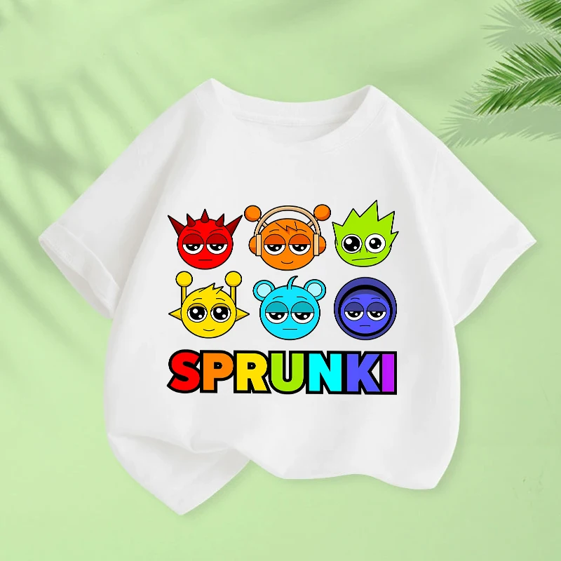 Music Game Sprunki T Shirt for Boy Girl  Incredibox Children Summer Clothes Toddler Short Sleeve Tee Shirts Casual Kids Tops