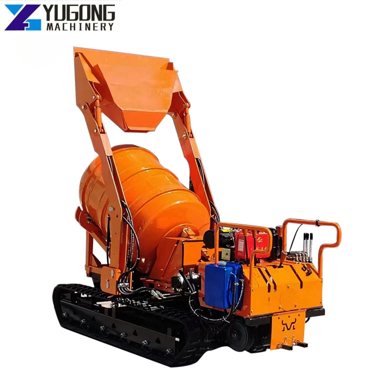 YG Thickened Material Small Crawler Building Material Mixer Mini Type Commercial Drum Lime Mixer Horizontal Concrete Mixer