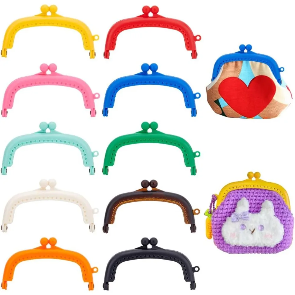 10pcs Purse Frames Coin 10 Color Plastic Kiss Lock Frames Clasp Clasp Frame Coin Handle for Coin