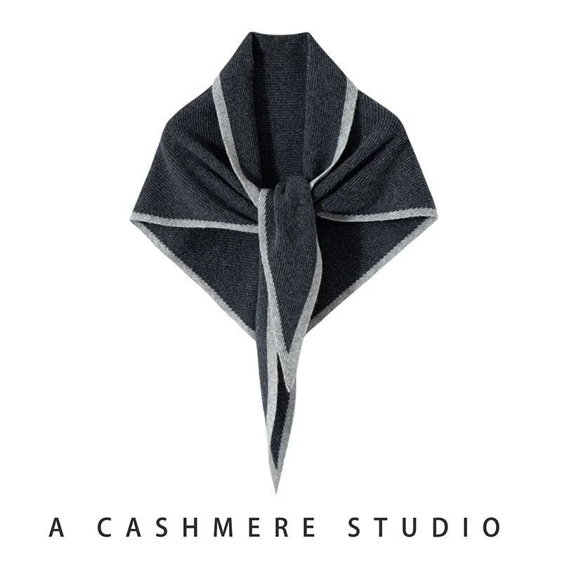 

Треугольный кашемировый шарф 2026 — зимняя вязаная шаль, теплая женская накидка на шею 160*60 см,