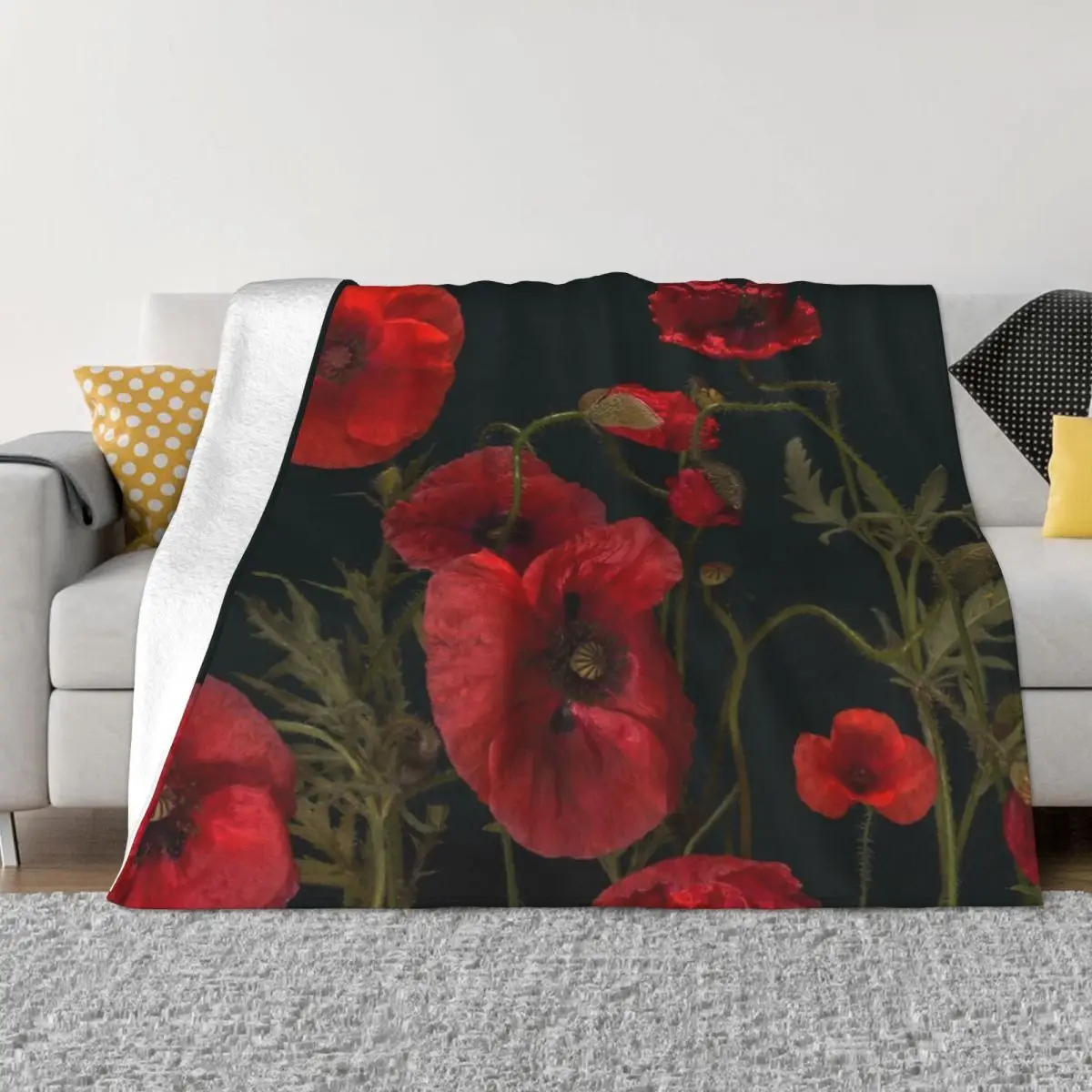 

Red Poppies On Black Plush Blanket Throw Blanket Blankets And Blankets Throw Blanket