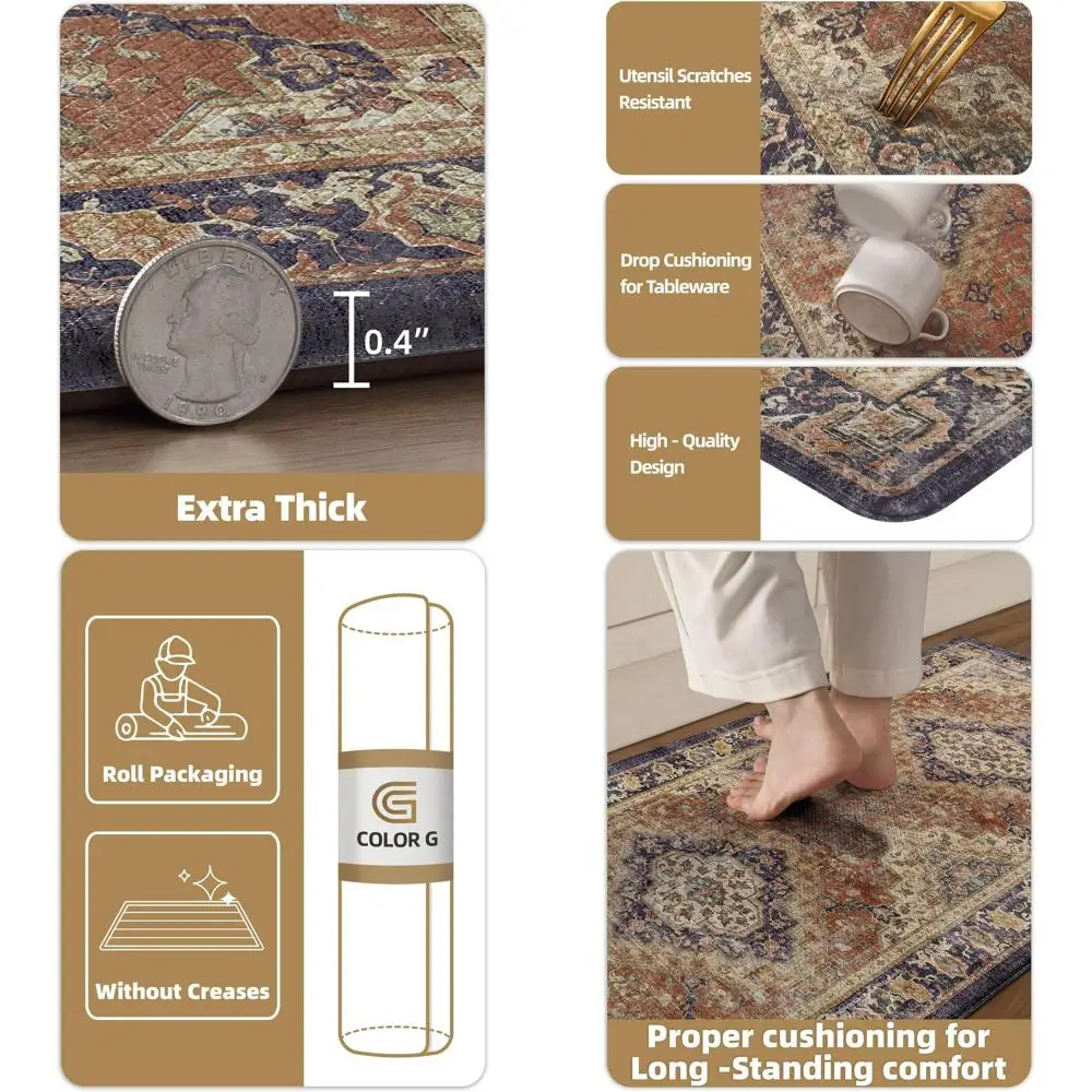 

Кухонный коврик для снятия усталости в винтажном стиле, 24x87 г., водонепроницаемый, маслостойкий, мягкий, нескользящий коврик для раковины, стирки, без шт.