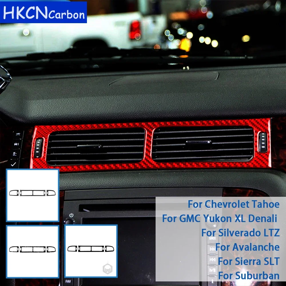 For Chevrolet Silverado Tahoe Avalanche GMC Sierra 2007-2013 Accessories Carbon Fiber Car Interior Air Outlet Trim Stickers