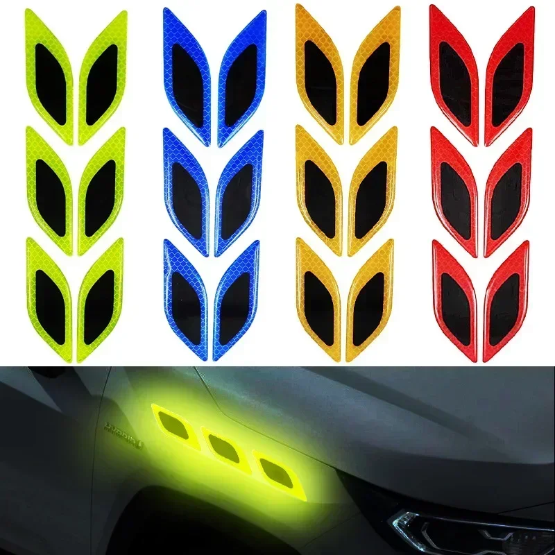 6PCS Car Reflective Stickers Multi-Color Anti-Scratch Decorative Safety Exterior Warning Sticker For Truck Auto Car Accessories