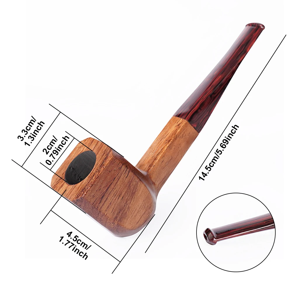 MUXIANG Basic Lightweight Rosewood Tobacco Pipe Compact Design Colored Rubber Mouthpiece Daily Smoking Gift For Men