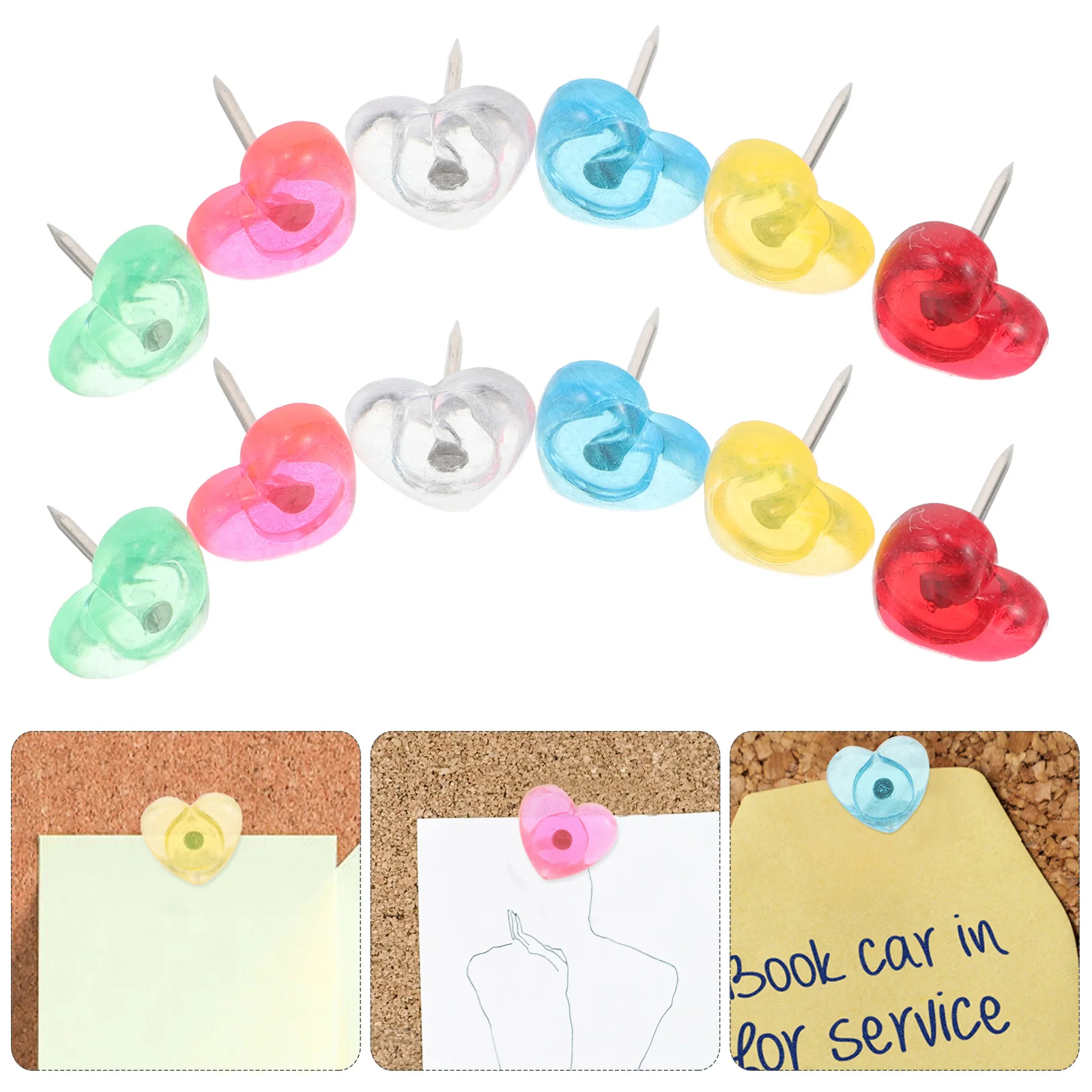 100Pcs Heart Thumbtacks Plastic Decorative Push Pins for Bulletin Boards Photo Walls Home Office School