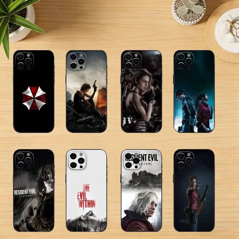 Capa de telefone de vídeo Game R-Resident E-Evil para iPhone 17,16,15,14,13,12,11 Plus,Pro,Max,XS Silicone preto capa macia