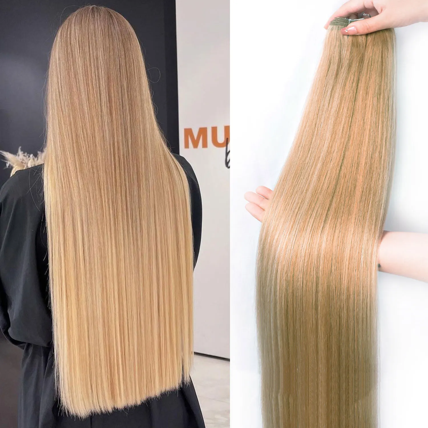 

Straight Hair Extensions Synthetic Smooth Ombre Hair Weaving 26 inches brown Synthetic Straight Hair Bundles Full To End