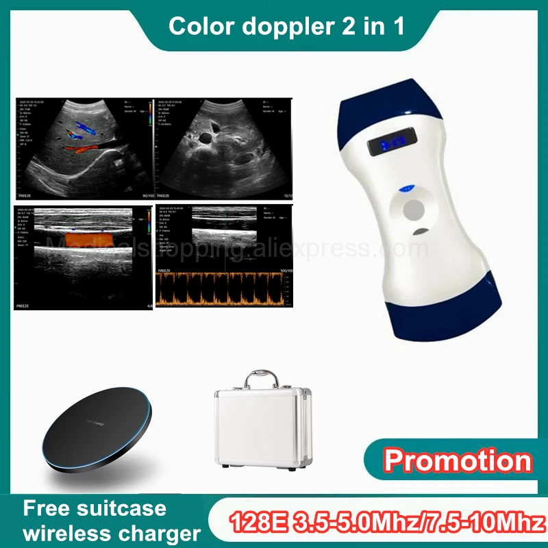 Double Heads 3 In 1 Wifi Color Doppler Wireless Ultrasound Scanner Convex Linear Phased Array Probe