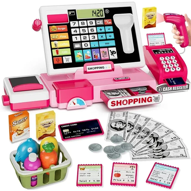 Shopping Cash Register Playset with Real Calculator, Pretend Play Store, Learning Toy, Christmas/Halloween/New Year Gift Shopping Cash Register Playset with Real Calculator, Pretend Play Store, Learning Toy, Christmas/Halloween/New Year Gift