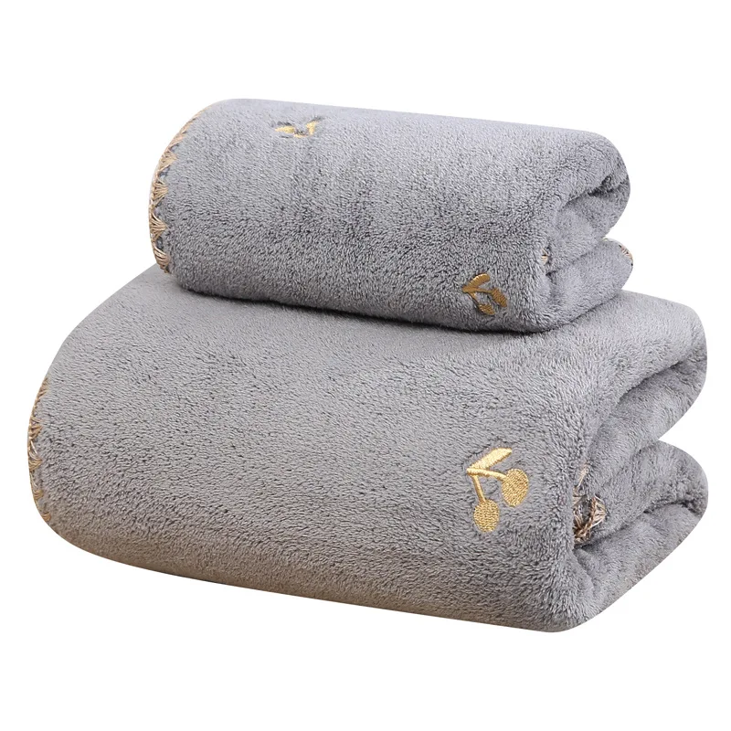 Two piece set Bath Towel Safely High Density Coral Velvet Beach Bath Shower for Large Large Body Business Korean Towel Towel