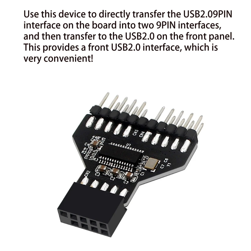 Motherboard USB2.0 9Pin Splitter Converter Convenient 1 to 2 Extension Adapter