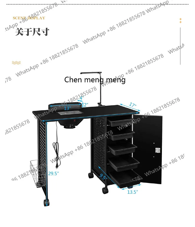 طاولة مانيكير منضدة مانيكير مع مكنسة كهربائية طاولة مانيكير تجميل بسيطة