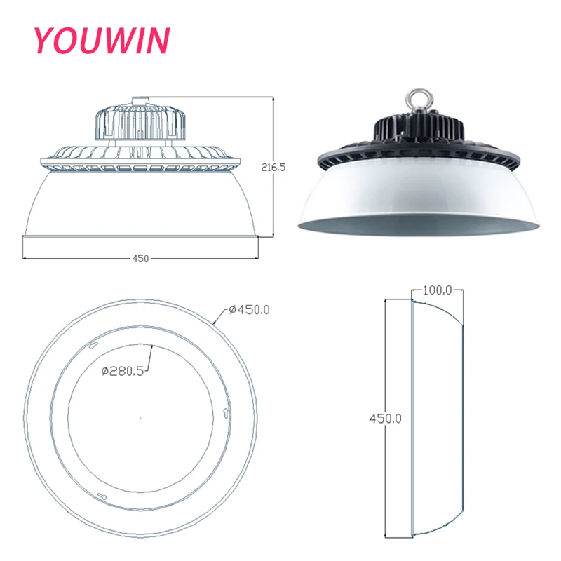 YOUWIN Round High Bay LED Light, lâmpada de retrofit, UFO Fixture, preço competitivo, 200W